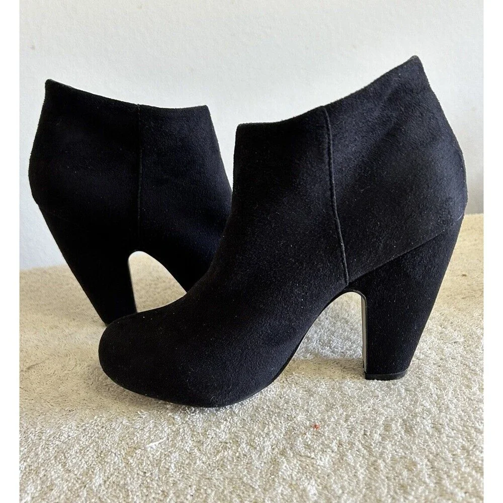 Madden Girl Black Fabric Coated Lopezzz Ankle Booties Boots Zip Size 6M - Picture 9 of 13